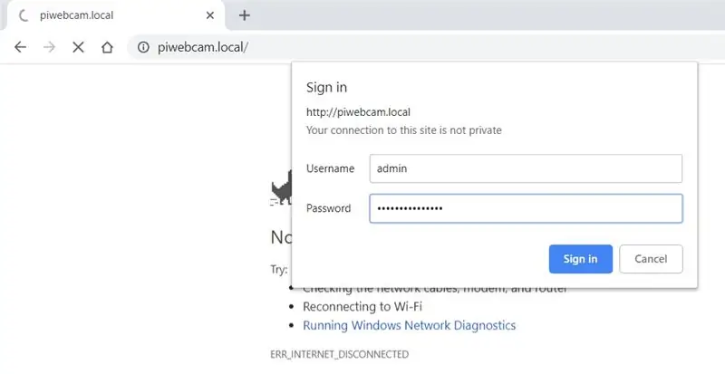 Na -installasie take - Koppel aan PiWebcam se WiFi -toegangspunt