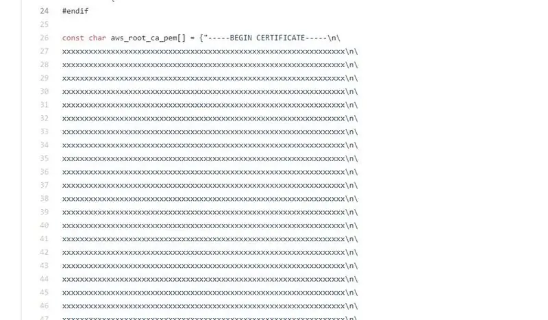 เพิ่มคีย์ส่วนตัว ใบรับรอง และ Root_CA ลงในโค้ด