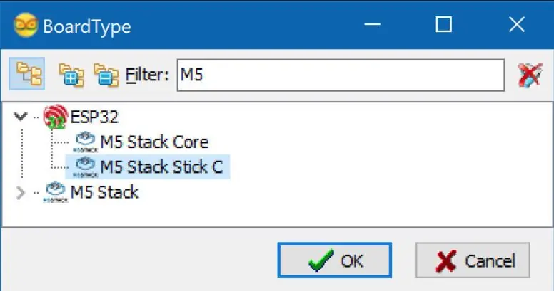 Visuino শুরু করুন, এবং M5 স্ট্যাক স্টিক C বোর্ড প্রকার নির্বাচন করুন