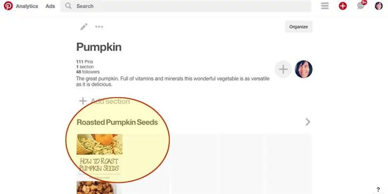 Sien u speld in u nuwe 'Pinterest Board' afdeling '