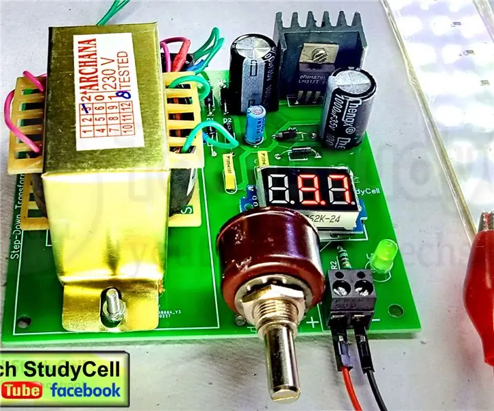 منبع تغذیه DC قابل تنظیم با استفاده از تنظیم کننده ولتاژ LM317: 10 مرحله