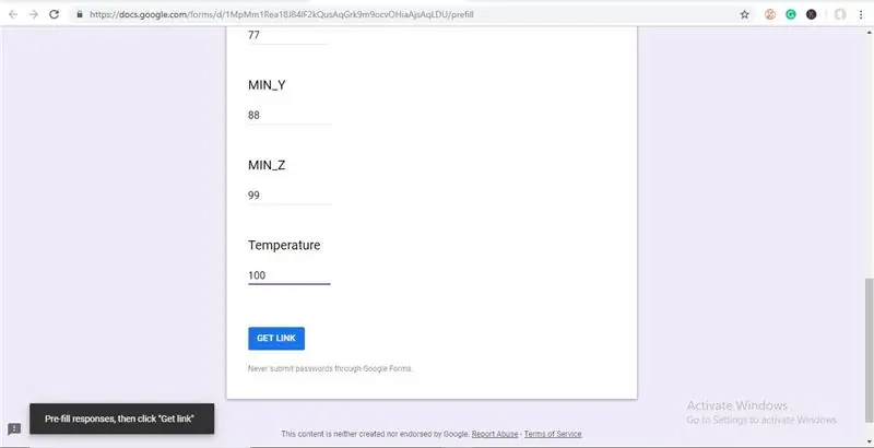 Teraz wprowadź wartości losowe w polach wibracji i temperatury i kliknij Pobierz łącze, jak pokazano na rysunku