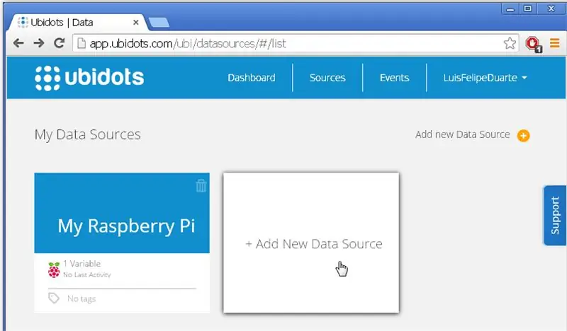 Buat Sumber Data Baru di Ubidots