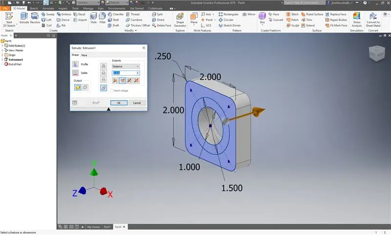 Créer la première extrusion