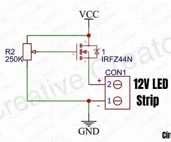 LED stmievací obvod s MOSFETOM IRFZ44N: 11 krokov