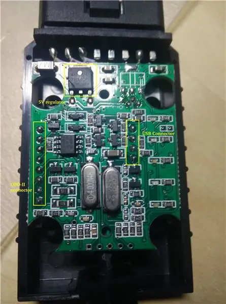 Atveriet korpusu un atrodiet 5V regulatoru