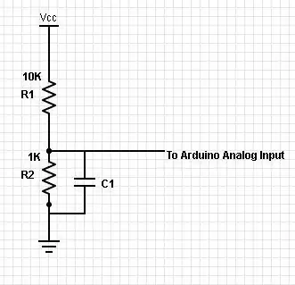 Resistor хүчдэл хуваагч сүлжээг нэмж байна