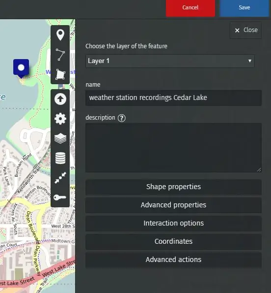 De door het station geregistreerde waarden plotten op UMap