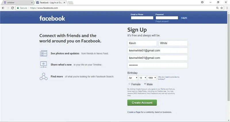 Com es crea un compte de Facebook en un ordinador