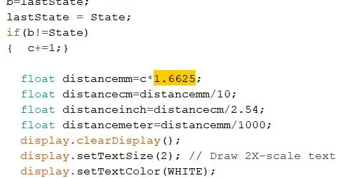 Pagkalkula ng distansya inilipat sa bawat hakbang ng ENCODER