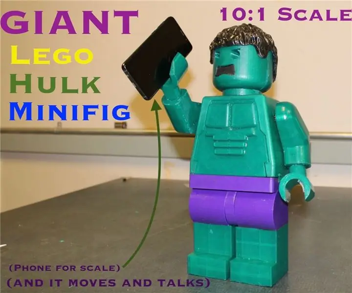 Moving and Talking Giant Lego Hulk MiniFig (10: 1 skala): 14 trin (med billeder)