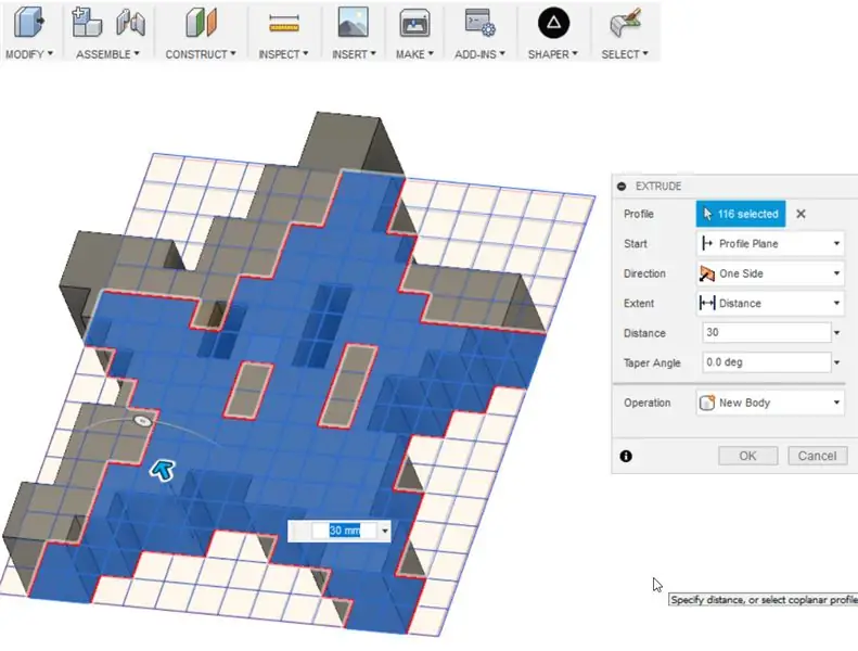 Selecione Grids to Extrude