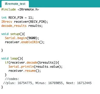 مرحله 2 راه اندازی: IR Remote Codes