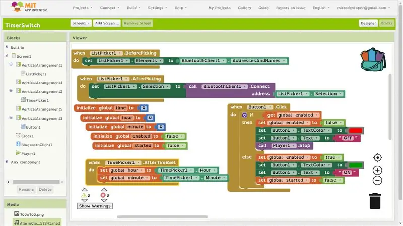 Vytvorenie aplikácie pre Android v programe MIT App Inventor a programovanie Arduino Nano