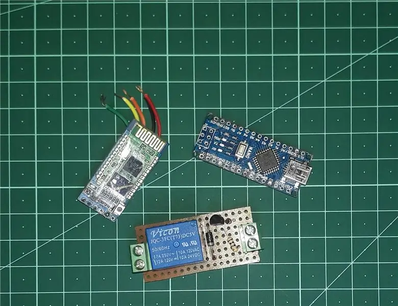 Arduino Nano -ийг реле модуль, Bluetooth модуль, цахилгаан хангамжаар холбох