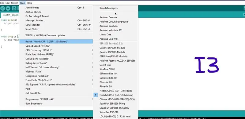 Nodemcu seadistamine Arduino IDE -s