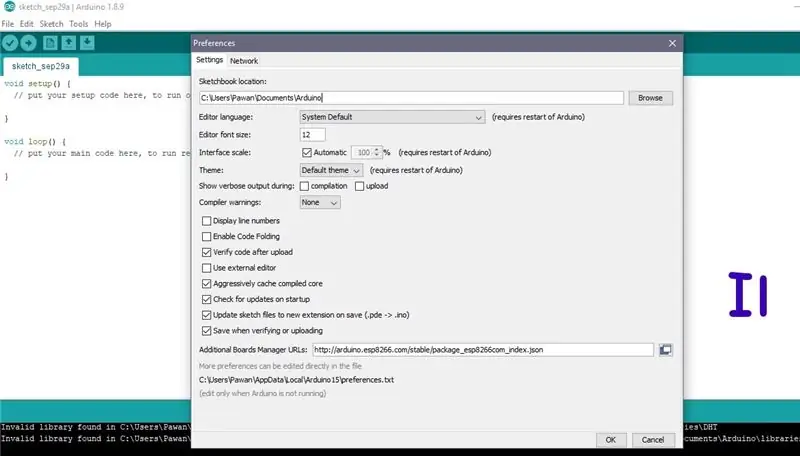 Nodemcu seadistamine Arduino IDE -s