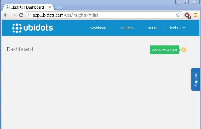 إنشاء مؤشر في لوحة معلومات Ubidots