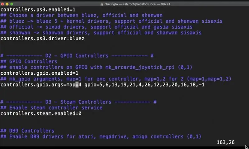 Modificar configurações de recalibragem para botões do controlador GPIO