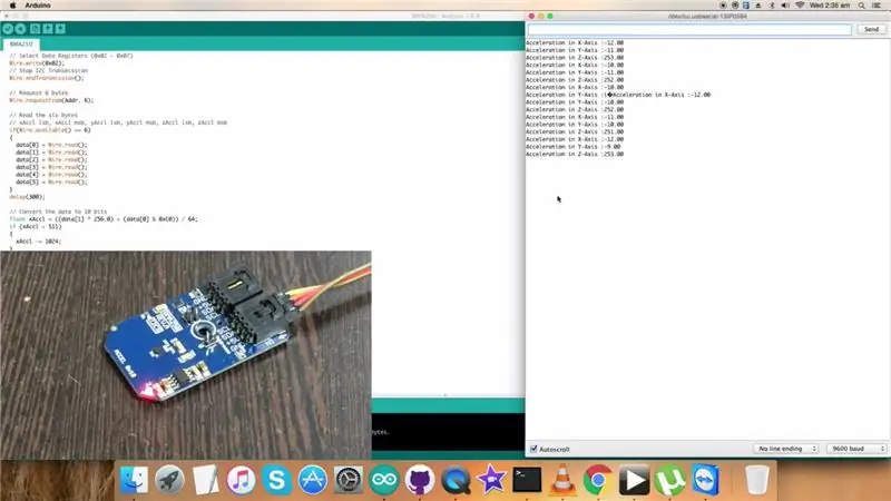 Код Arduino для измерения ускорения