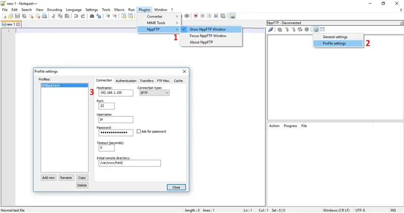 Opret forbindelse til RPi Via NotePad ++ SSH