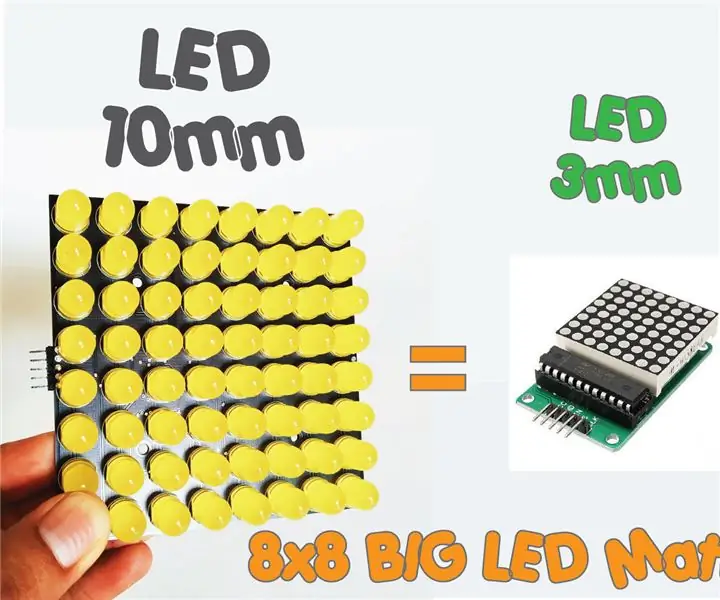 Comment construire une matrice LED 8x8 BIG (MAX7219 LED 10mm): 9 étapes (avec photos)