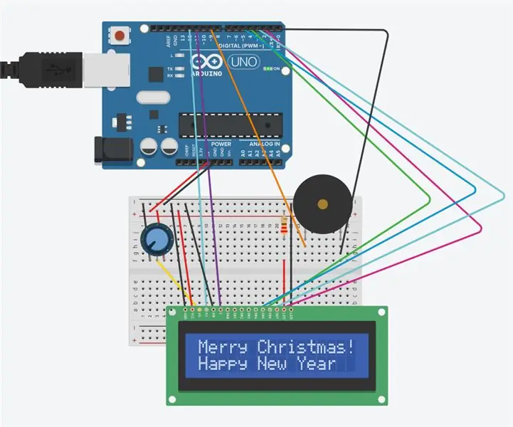 Uso de la pantalla LCD con un altavoz piezoeléctrico (tema navideño): 5 pasos