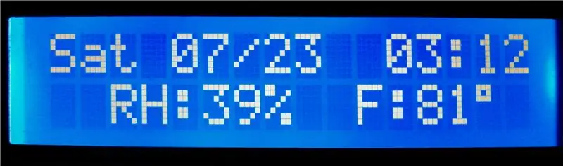 Veckodag, kalender, tid, luftfuktighet/temperatur med batterisparläge