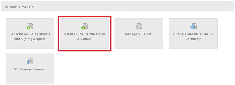 ขั้นตอนที่ 2: ไปที่หน้าแรกของ Web Hosting Manager จากนั้นคลิกปุ่มที่มีป้ายกำกับ SSL/TLS