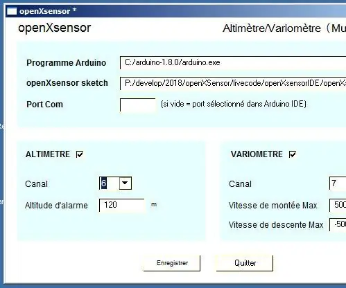 OXsC-ACW: GUI Customiseur Pour OpenXsensor Pour Multiplex Altímetro / Variómetro: 11 pasos