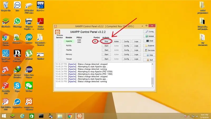 Ändern der Portnummer unseres XAMPP-Servers