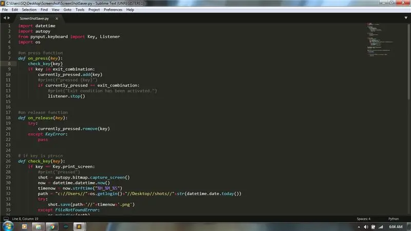 स्वचालित रूप से एक पायथन स्क्रिप्ट के साथ विंडोज़ में स्क्रीनशॉट सहेजें