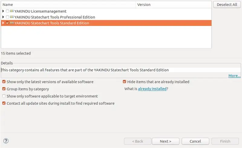 Die installering van YAKINDU Statechart Tools as 'n inprop na Code Composer Studio