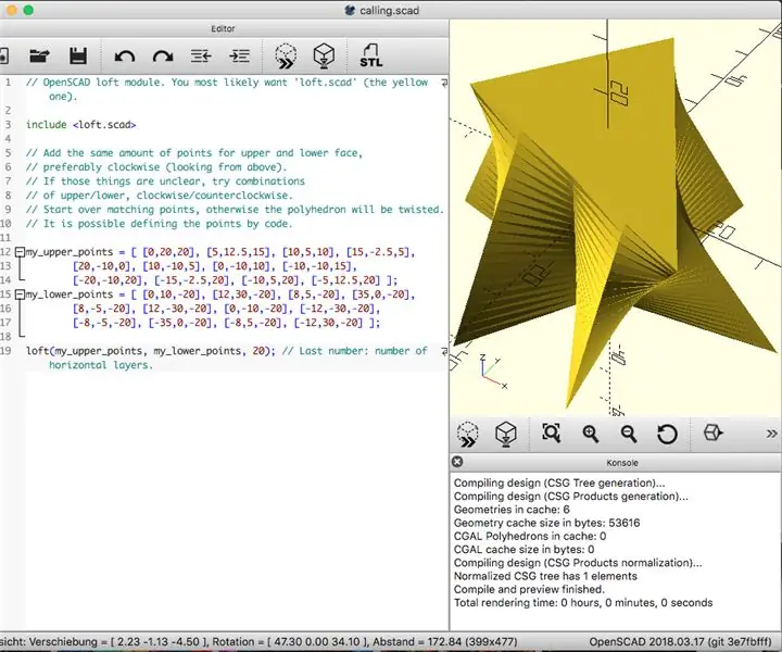 Лофт в OpenSCAD: 4 шага