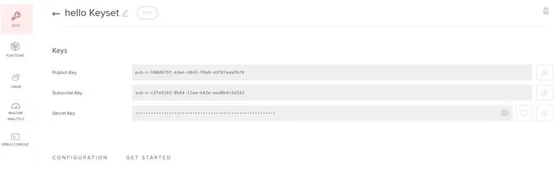 Napravite račun na Pubnubu i nabavite ključeve