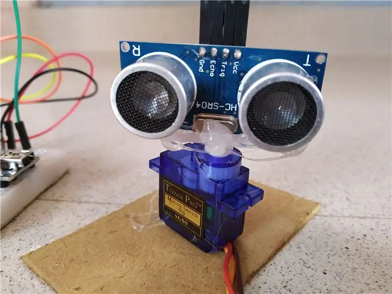 Ultrasoniese radar met behulp van Arduino Nano en seriële plotter