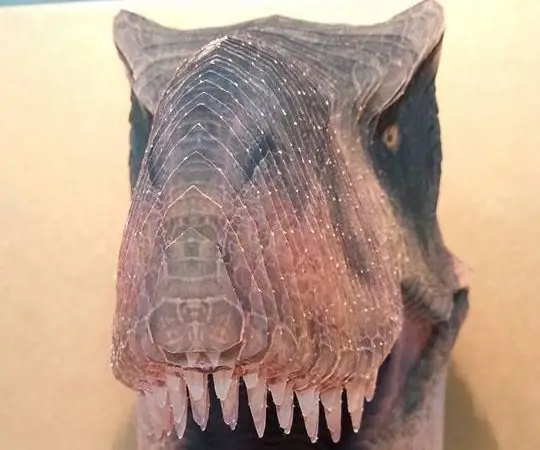 T-REX 3D spausdinto popieriaus galvutė