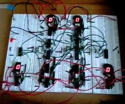 Circuito de adição de 4 bits com exibição de resultados digitais: 9 etapas