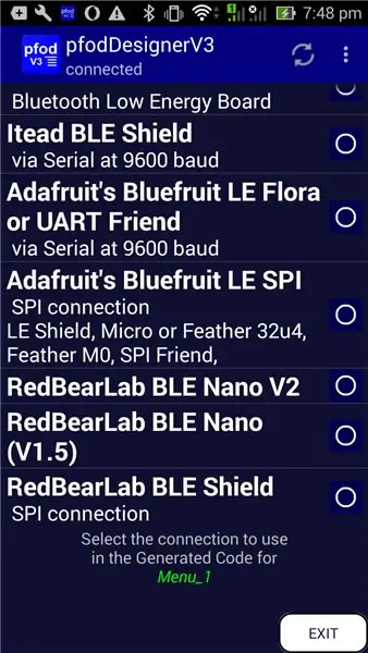 Επιλέγοντας το RedBear BLE Nano V2 ως στόχο για τη δημιουργία κώδικα