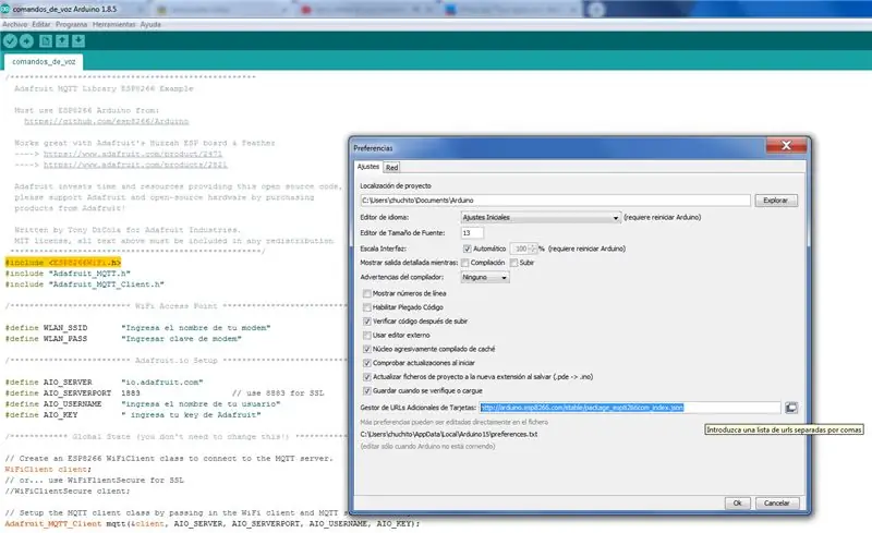 Inglismaa La Siguiente Linea ja eelistatud El Arduino IDE