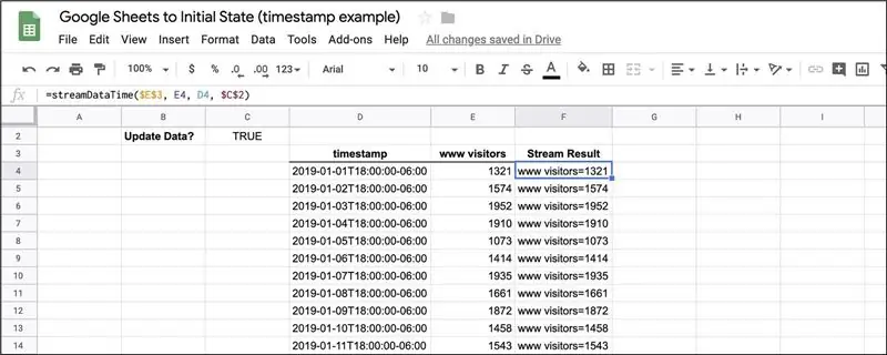 Ange tidsstämplar (strömdata från det förflutna)