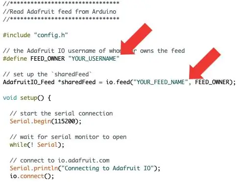 IDE de Arduino: lectura de Adafruit Feed