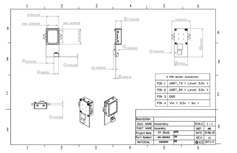 Pinout van vingerafdruksensor