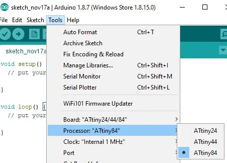 Arduino -tuki ATtiny -laitteelle