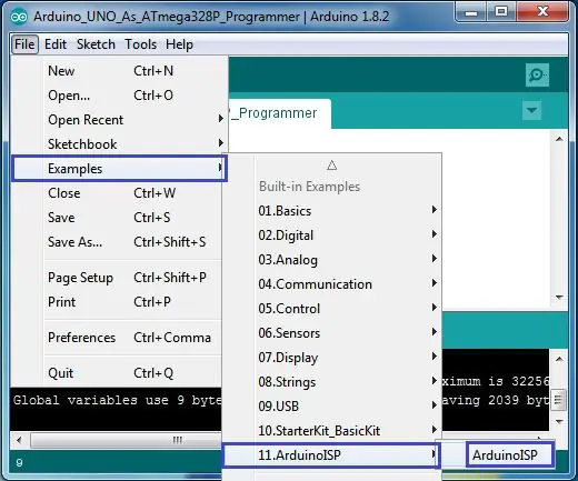 Tải lên mã ArduinoISP trong Arduino UNO