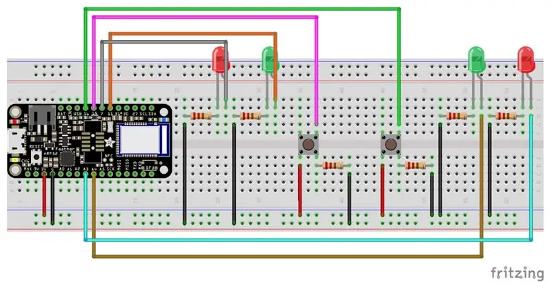 Folgen Sie dem Schema, um die elektronischen Komponenten anzuschließen