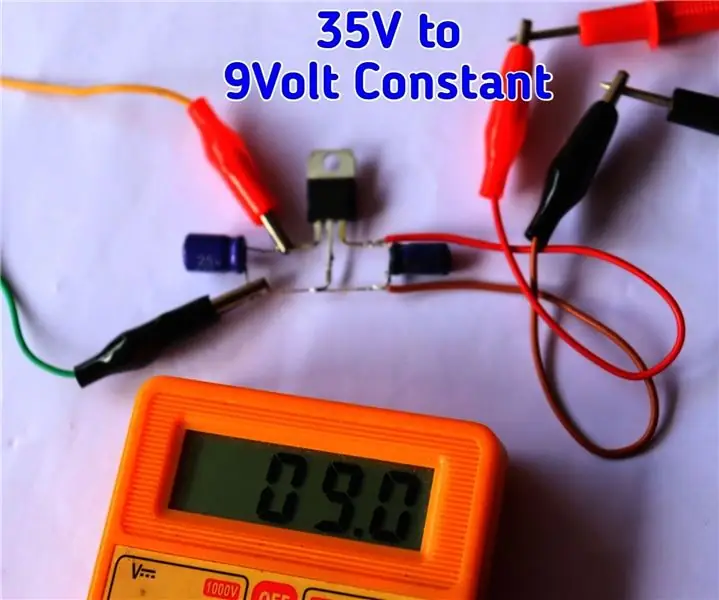 Konverter 35V DC til 9V DC ved hjælp af 7809 spændingsregulator: 7 trin