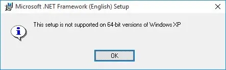 قم بتثبيت. NET Framework 1.0 على نظام Windows 64 بت