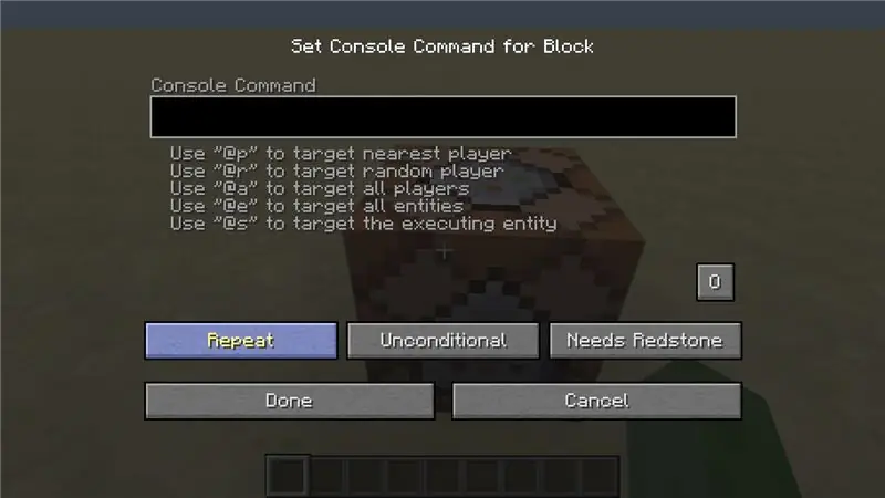 Задайте Command Block на Repeat